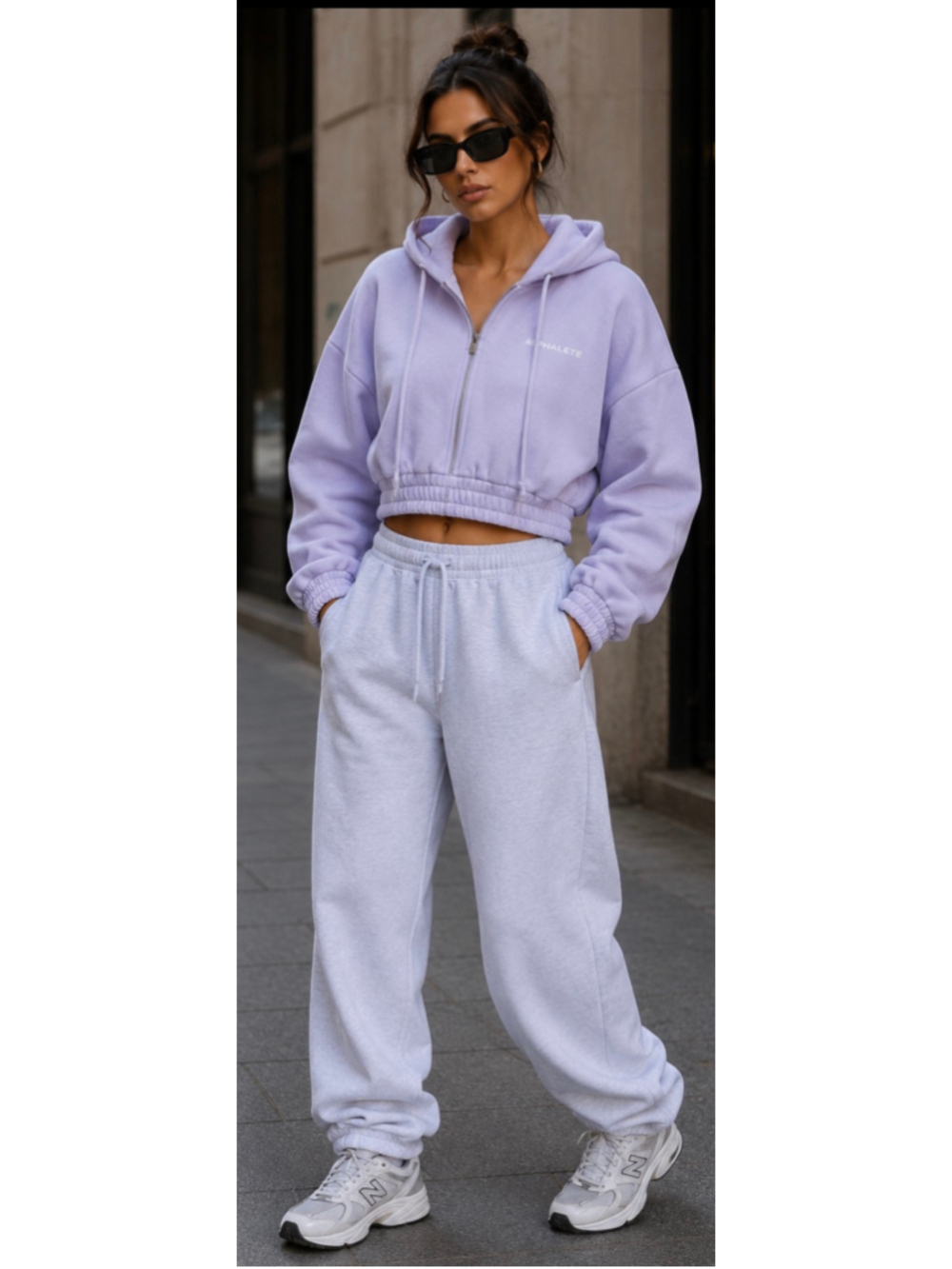 Women's Alphalete Cropped Zip-Up Hoodie Purple Size S New Streetwear